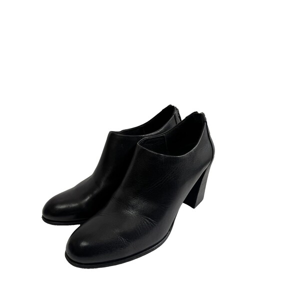 Eileen Fisher Women Ankle Booties black leather heels back zipper Size 9 - Picture 3 of 12